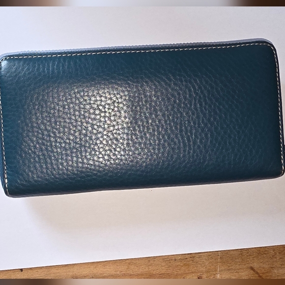 Coach TEAL LEATHER Zipper Wallet - Picture 2 of 4